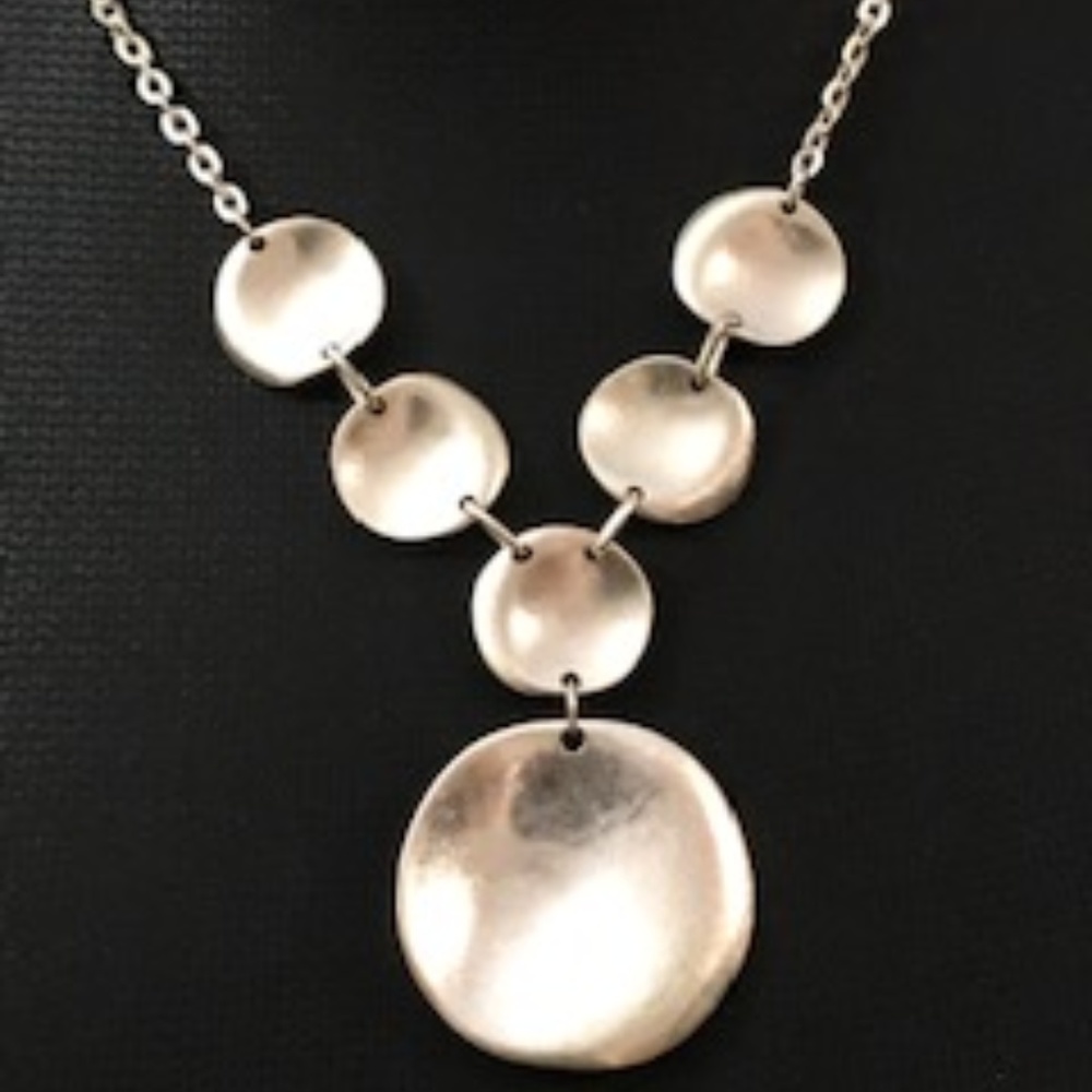 Beautiful Silver Circle Statement Necklace - image 2